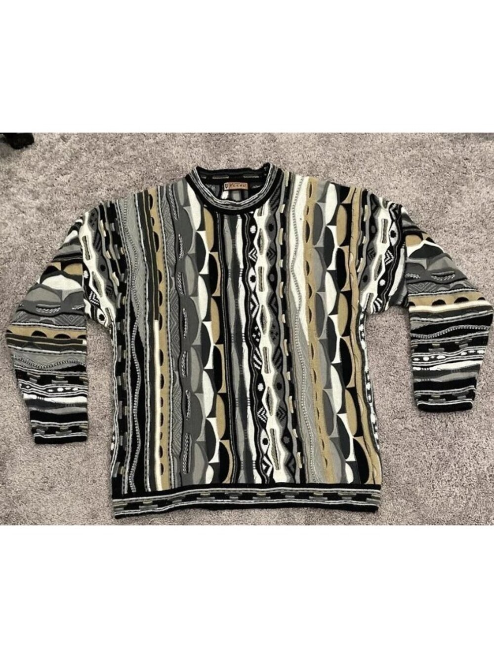 VINTAGE Veezo Coogi Style 3D Knit Cosby Sweater Men's Size L Pull Over